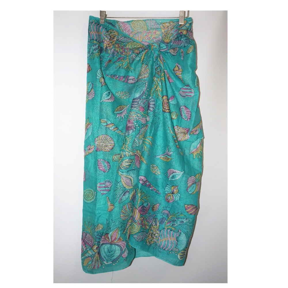 NEW!! Turquoise Seashells Print Sarong - Cover up